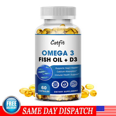 #ad Omega 3 Fish Oil Capsules 3x Strength 3600mg EPA amp; DHA Highest Potency 60 Pills $11.29