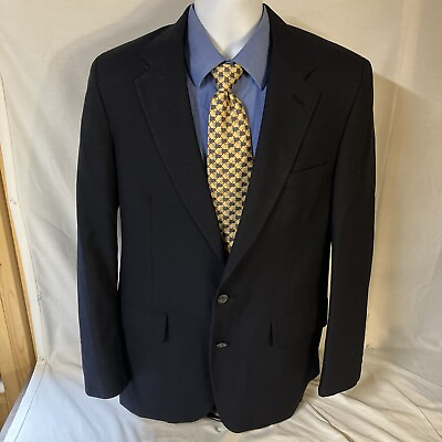 #ad Brooks Brothers Brooksgate Mens Jacket Sport Coat 41R 41 R Navy Blue 100% Wool $44.99