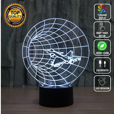 #ad SPACE SPACESHIP STAR 3D Acrylic LED 7 Colour Night Light Touch Table Lamp XMAS AU $30.00
