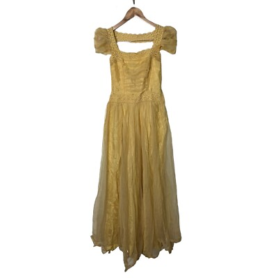 #ad Vintage 40s 50s Alice Carol Yellow Gown Maxi Dress S $120.00