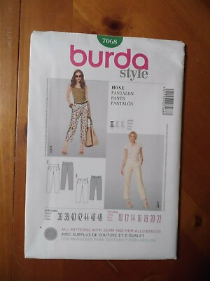 #ad Burda Style Pattern 7068 Ms Pants w Shaped Waistband in 2 Lengths Sz 10 22 $7.99