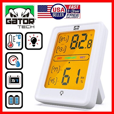 #ad Digital LCD Indoor Thermometer Hygrometer Room Humidity Meter Magnetic Backlit $10.95