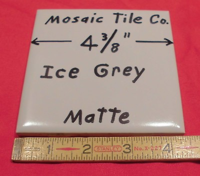 #ad 1 pc. Vintage *Ice Grey* Matte Ceramic Tile 4 3 8quot; by Mosaic Tile Co. NOS $8.55