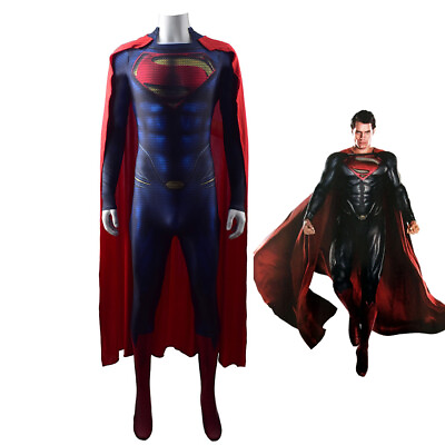 #ad Man of Steel Superman Costume Cosplay Clark Kent Bodysuit For Kids Adult Ver1 $73.89