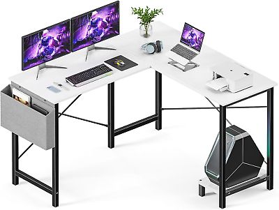 #ad L Shaped Computer Desk Gaming Table Corner Desk 50 Inch PC White Writing Desk $100.67