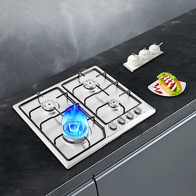 #ad 23quot; 4 Burners Built In Stove Top Gas Cooktop Kitchen LPG Gas Cook top Stainless $132.05