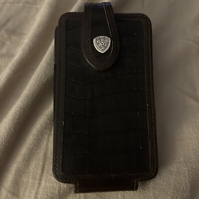#ad Ariat Croc Print Large Leather Cell Phone Case. iPhone 15 Pro max Fits $40.24