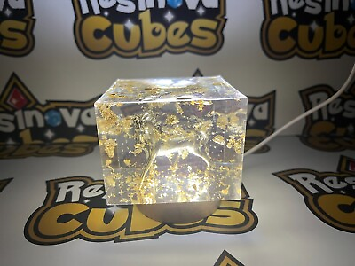 #ad Golden Stallion Horse Light Cube Gift Resin Night Light Handmade Paperweight $34.95