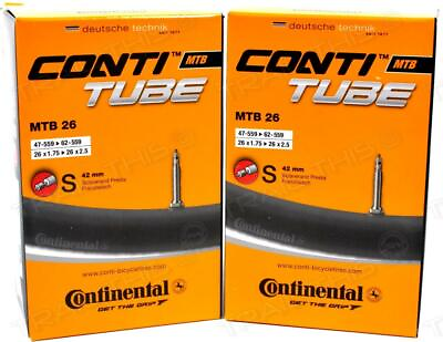 #ad Two 2 Pack Continental 26 x 1.75 2.5 42mm RVC Presta MTB Bicycle Inner Tubes $17.90