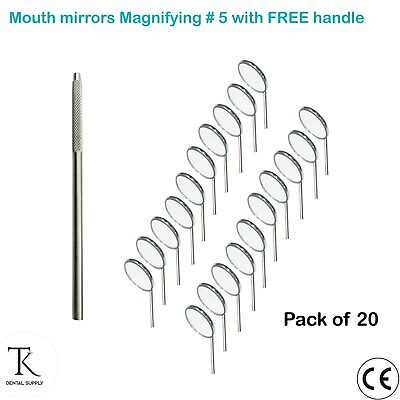 #ad Set Of 20 Dentist Mouth Mirror # 5 Magnifying with FREE Handle Tooth Examination $18.55