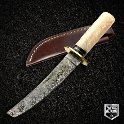 #ad 6quot; KATANA Style Genuine DAMASCUS STEEL TANTO Hunting Fixed Blade Knife w SHEATH $19.95