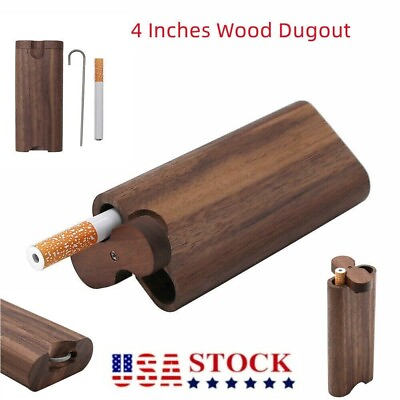 #ad 4quot; With 3quot; Self Cleaning One Hitter Pipes and 3” Metal One Hitter Wood Dugout US $7.99