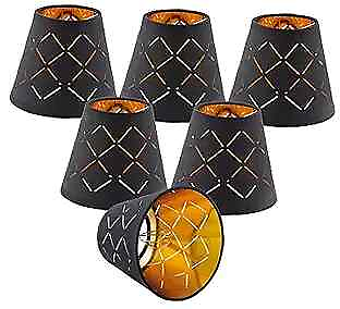 #ad #ad Small lamp shades set of chandelier shades 3quot; Xquot; X 5quot; black linen 6 Black 2 $54.37