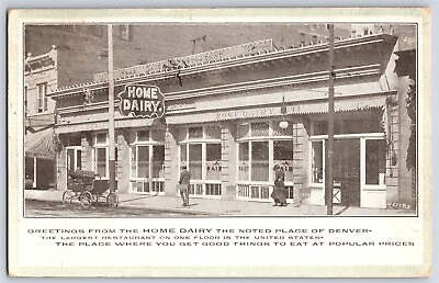 #ad Postcard CO Denver Colorado Home Dairy Restaurant 1902 Very Early Automobile R82 $12.99