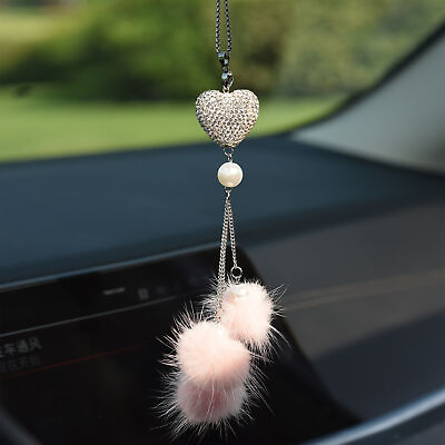 #ad Multiple Fur Pendants with Diamond Inlay for Automotive Rearview Mirror Tassel $16.99