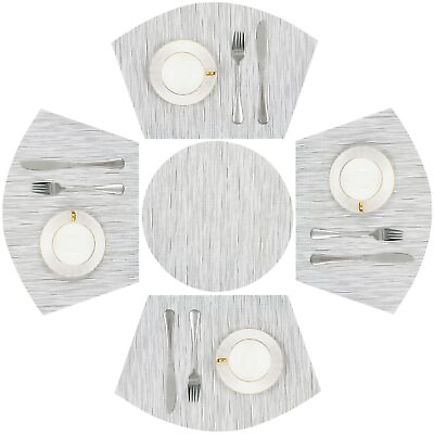 #ad Round Table Placemats Set of 5 Wedge Shaped Place Mat with Round Centerpiece ... $25.42