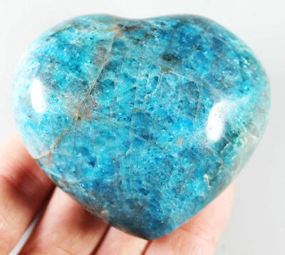 #ad 285g Natural Blue Apatite Quartz Crystal Stone Rock Heart Shape Crystal Reiki $18.39