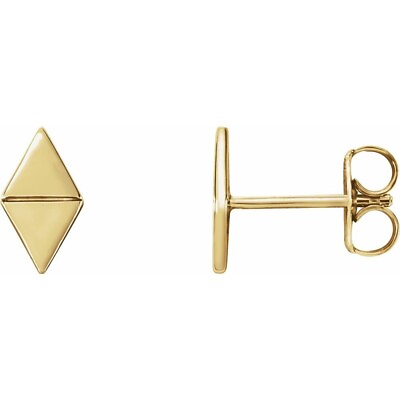 #ad Solid 14K Yellow Gold Geometric Earrings Plain Push Back Stud for Women#x27;s $305.99