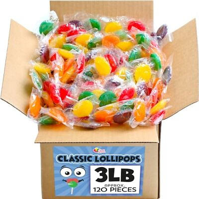 #ad Lollipops – 3 Pounds – Classic Lollipops Individually Wrapped – Flat Lolipops... $30.26