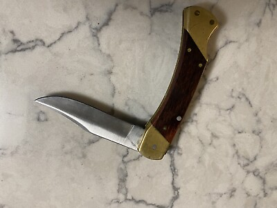#ad Schrade USA LB7 Hunter Knife Rosewood Wood Handles Sheath Rare 4 PIN $78.00