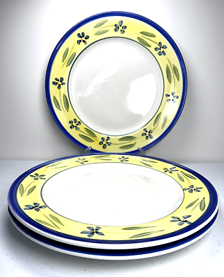 #ad Montgomery Ward Sarah Dinner Plates SET of 3 Blue Flowers 10 1 2” Dia $38.47