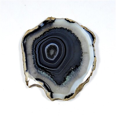 #ad Natural Black Agate Slice Druzy Cabochon Loose Geode Gemstone 215 Cts #10039 $10.84