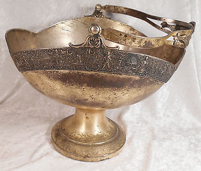 #ad Antique Silver Footed Basket or Bowl 1800#x27;s Nickel Silver Hallmarked Dutch Story $95.00