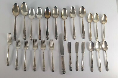 #ad Antique Holmes amp; Edwards IS Silverware Flatware Spoons Forks Knives 25 Pc Lot $50.98