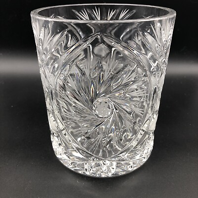 #ad Vintage Lead Crystal Brilliant Cut Pinwheel Hob Star Ice Bucket 6.75quot; $59.99