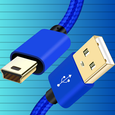 #ad SCOVEE Mini USB Cable6ft Braided Type A Male to Mini B Cable Data Charging Cabl $9.99