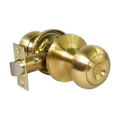 #ad New High Quality Door Knob Passage Lock Interior Bedroom Closet Satin Brass SB $16.01