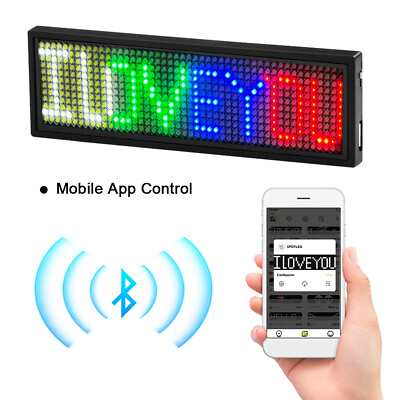 #ad Bluetooth LED Name Badge DIY Programmable Scrolling Message Board LED HD Text $10.71