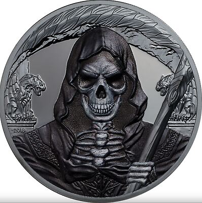 #ad 2018 Grim Reaper Silver 1oz. Black Proof NGC PF70 Ultra Cameo 666 Mintage $299.00