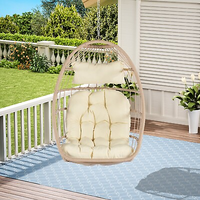 #ad Egg Swing Chair Outdoor Patio Wicker Hanging Chairs for Patio Backyard Balcony $154.29