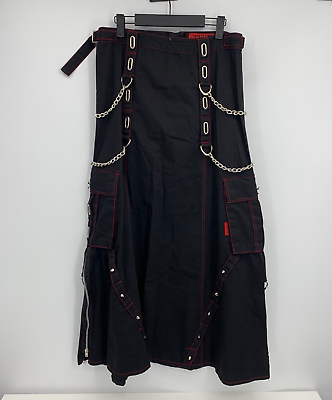 #ad Vintage Tripp NYC Long Black Skirt Goth Punk Chains D Rings Zippers Women#x27;s XL $108.25