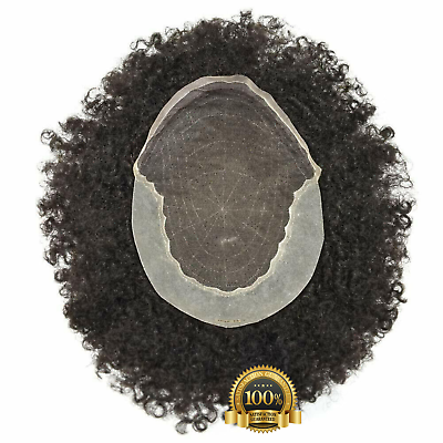#ad Men Toupee Afro Q6 Curly Human Hairpiece French Lace Front African American Hair $229.00