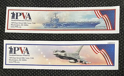#ad Two 2 Paper Bookmarks For Donation To Paralyzed Veterans of America Blank Back $3.00