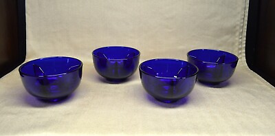 #ad 4 FOSTORIA Ice Dishes Regal Blue Cobalt Vintage Elegant Glass RARE $249.99