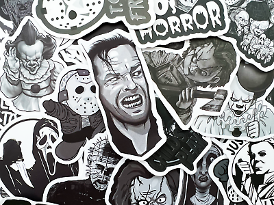 #ad 100 Horror Movie Black and White Gothic Laptop Stickers Dark Tattoo Goth Decals $8.99