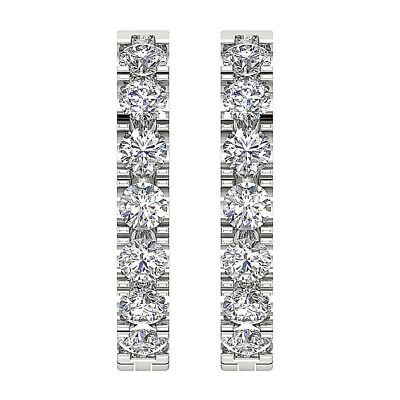#ad I1 G 0.45 Ct Prong Set Natural Diamond 14K White Gold Hoop Huggie Earring 0.60In $479.00