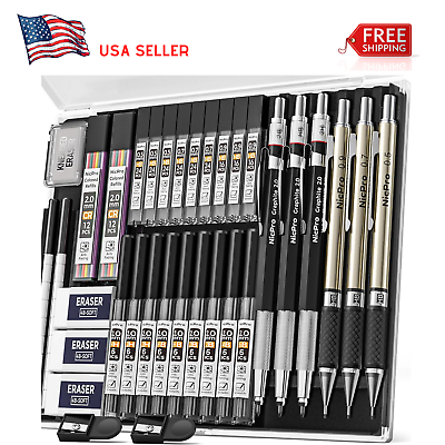 #ad Pencils Set Art Pencil 35pcs Metal Drafting Mechanical Pcs 0.5 Lead Mm 0.7 2mm $26.88
