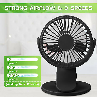 #ad 3 Speeds Portable Clip on Fan USB Mini Cooling Fan Table Fan for Baby Stroller $10.99