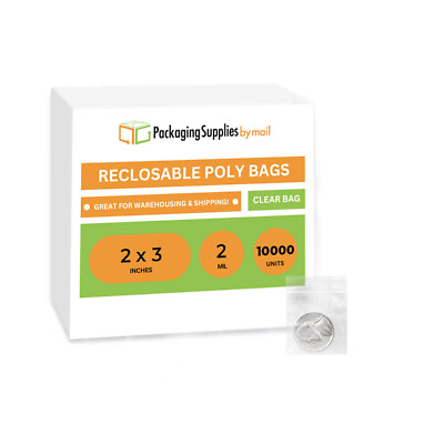 #ad 10000 Pcs 2quot;x3quot; 2 Mil Reclosable Zipper Poly Plastic Small Tiny Bags for Storage $45.97