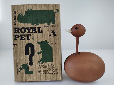 #ad Senshukai Japanese vintage Wooden Animal Figurine Ostrich with Original Box $45.00