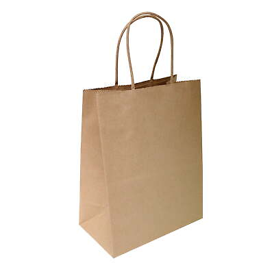 #ad 8quot;x4.75quot;x10quot; 100 Pcs Brown Kraft Paper Bags Shopping Mechandise Party Gift Bags $25.07