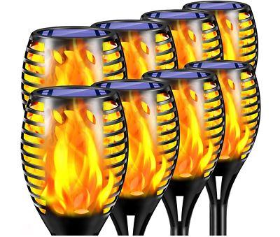 #ad TomCare 8 Pack Outdoor Flickering Flames Solar Torches Lights $65.99