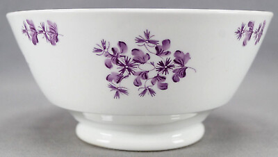 #ad New Hall Hand Painted Purple Floral Bone China Waste Bowl Circa 1812 1835 $125.00