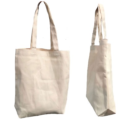 #ad Canvas Cotton Reusable Grocery Shopping Tote Bags Gusset Natural Travel Gym Yoga $11.95