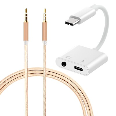 #ad Fast 2in1 USB C to 3.5mm Adapter AUX amp; DAC Date Audio Aux Cable for HTC U11 US $28.25