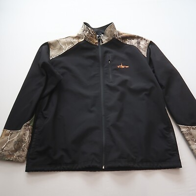 #ad Habit Mens Camo Softshell Jacket Size 2XL Black Hunting Outdoors Pockets $24.99